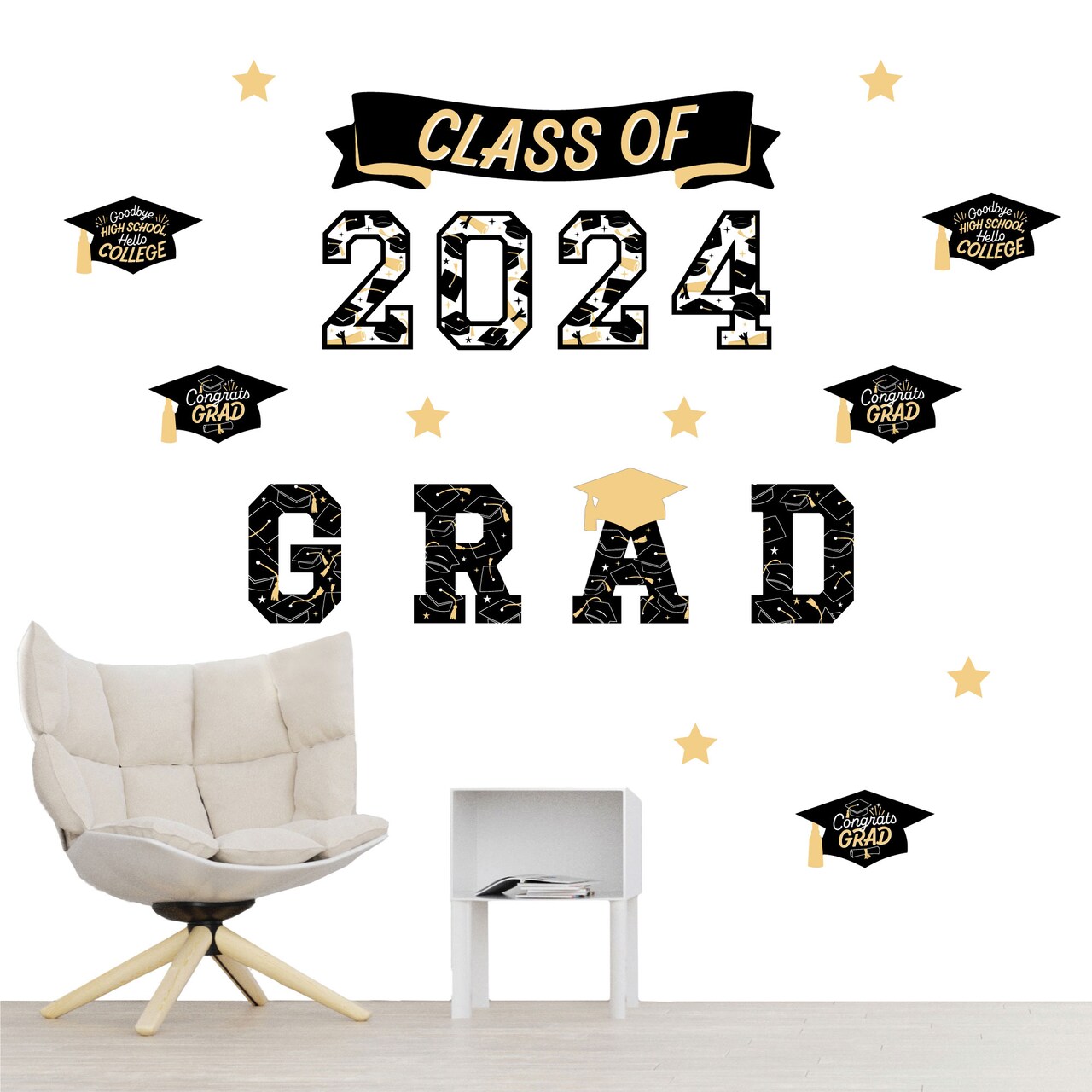 Big Dot of Happiness Hello College Class of 2024 Graduation Party Wall Decals Set of 20